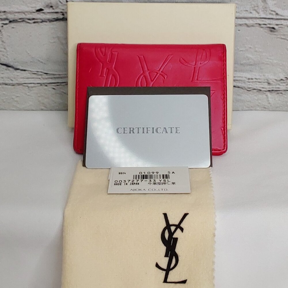 'YVES SAINT LAURENT' LEATHER EMBOSSED PROFILE CARD CASE WALLET SET •FULL INCL• - Picture 12 of 15
